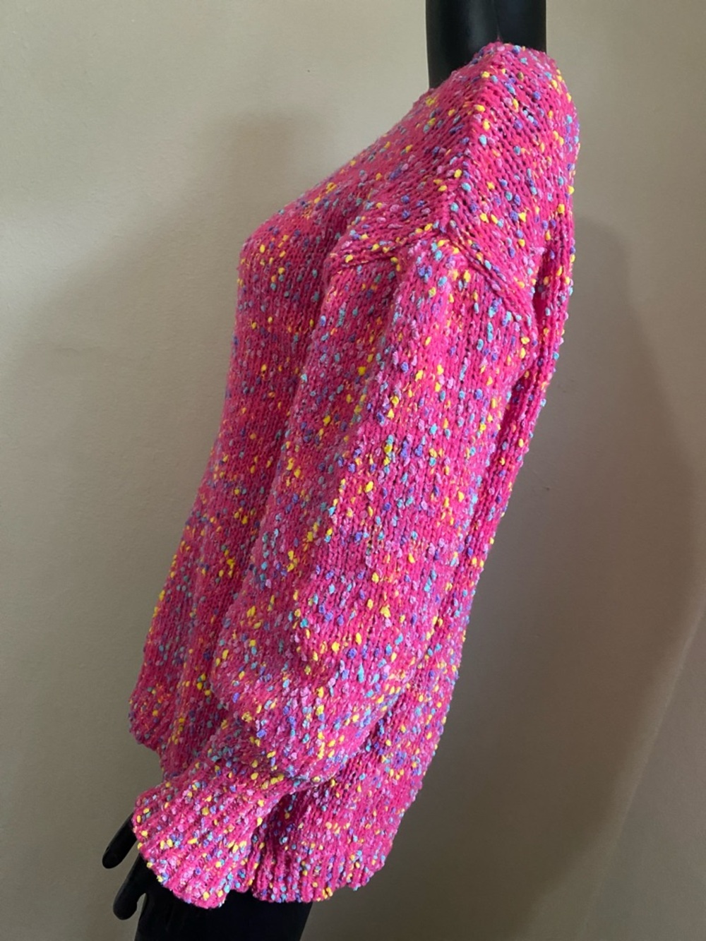 Cozy Pink Speckled Knit Sweater Kawaii Cute - Picture 5 of 9